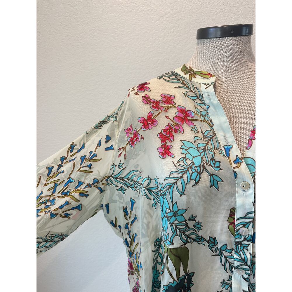 Soft Surroundings Floral Burnout Velvet Sheer Blouse XL Boho - Picture 9 of 11